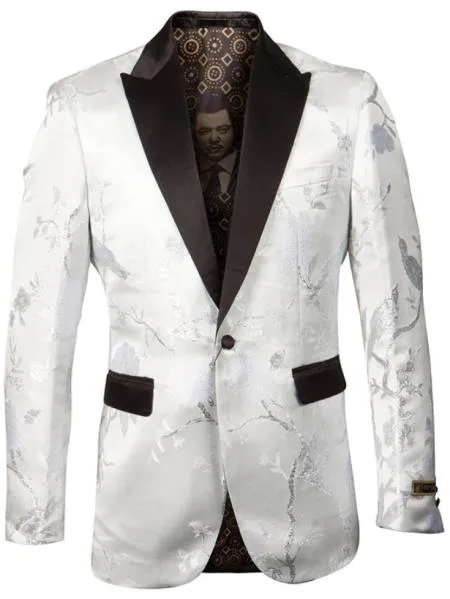 Mens Plus Size Blazers - Large Mens Blazers Big and Tall Blazer - Plus Size White ~ Silver Sport Coat sold by Alberto Nardoni