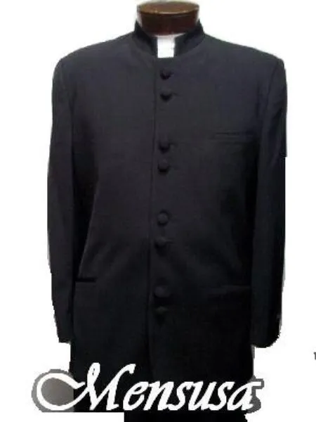 Mandarin Collar Tuxedo - Mandarin Tuxedo - No Collar Suit - Black Suit sold by Alberto Nardoni