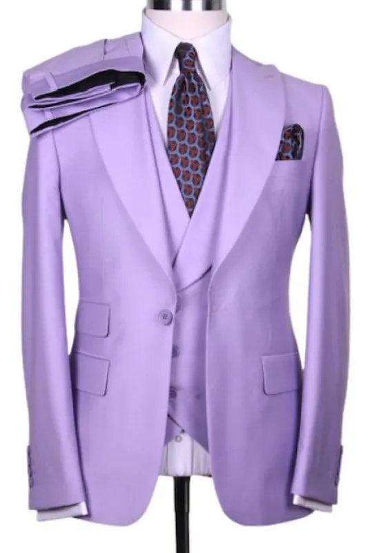 Big Lapel - Wide Lapel - Tom Ford Style Suit - Ticket Pocket - Purple made by Alberto Nardoni