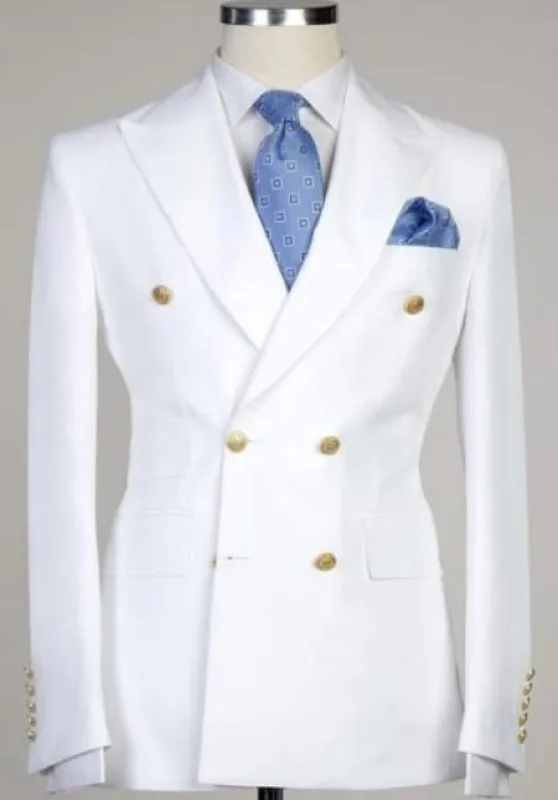 White Suit With Gold Buttons made by Alberto Nardoni