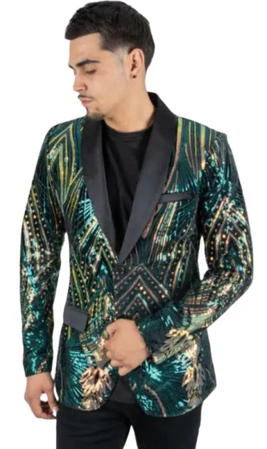 Mens Sequin Blazer - Shiny Stage Flashy Sport Coat - Slim Fit sold by Alberto Nardoni