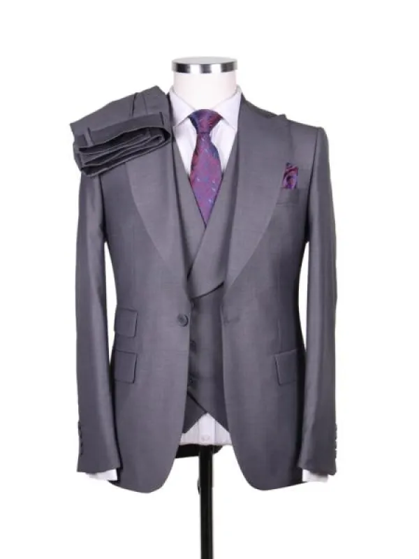 Big Lapel - Wide Lapel - Tom Ford Style Suit - Ticket Pocket - Gray made by Alberto Nardoni