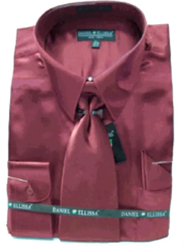 Mens Burgundy Shirt With Tie made by Alberto Nardoni