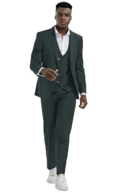 Mens Suits With Gold Buttons - Emerald Green sold by Alberto Nardoni