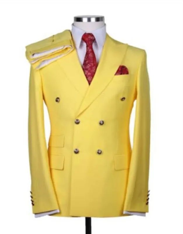 Mens Suits With Gold Buttons - Yellow made by Alberto Nardoni