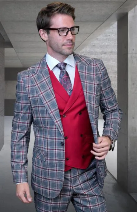 Mens 1 Button Modern Fit Suits Flat Front Pants Suit - Charcoal sold by Alberto Nardoni
