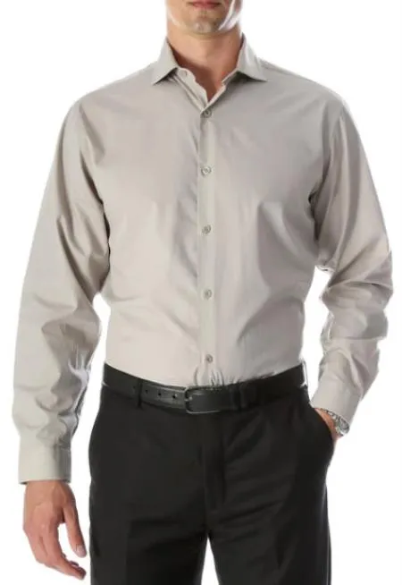 Mens Slim Fit Cotton Shirt - Grey sold by Alberto Nardoni