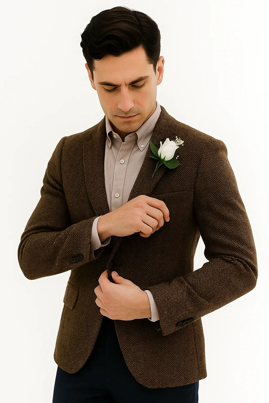 Mens Blazer Tweed Blazer Herringbone Blazer - Z-Dark Brown sold by Alberto Nardoni product image thumbnail 3