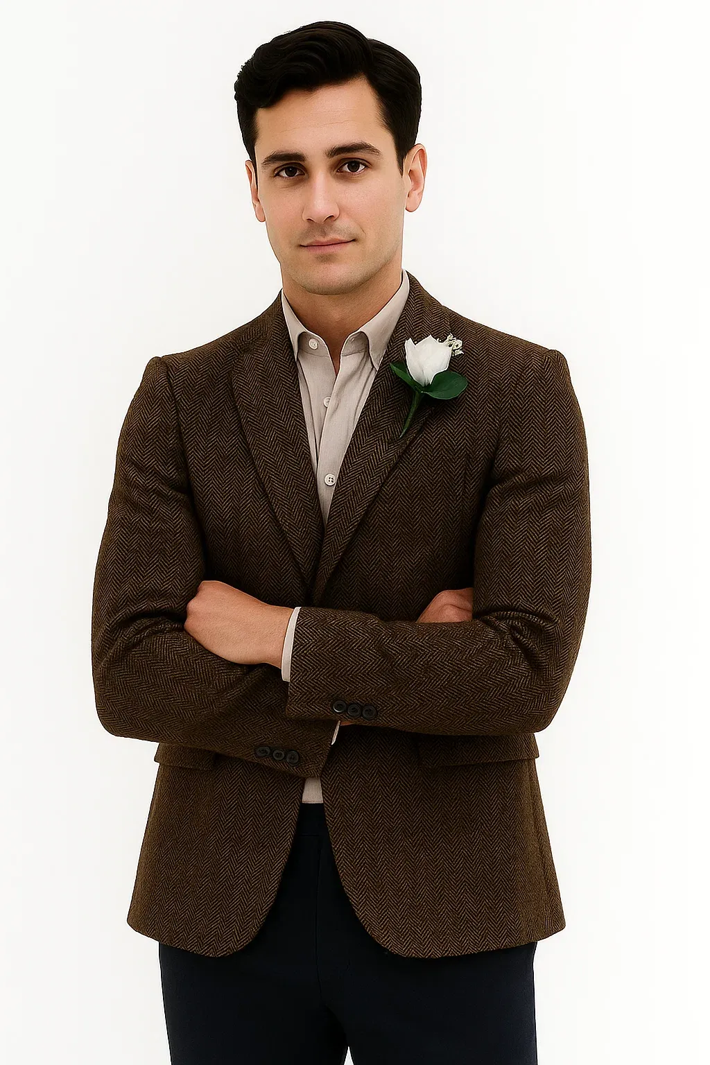 Mens Blazer Tweed Blazer Herringbone Blazer - Z-Dark Brown sold by Alberto Nardoni product image thumbnail 4