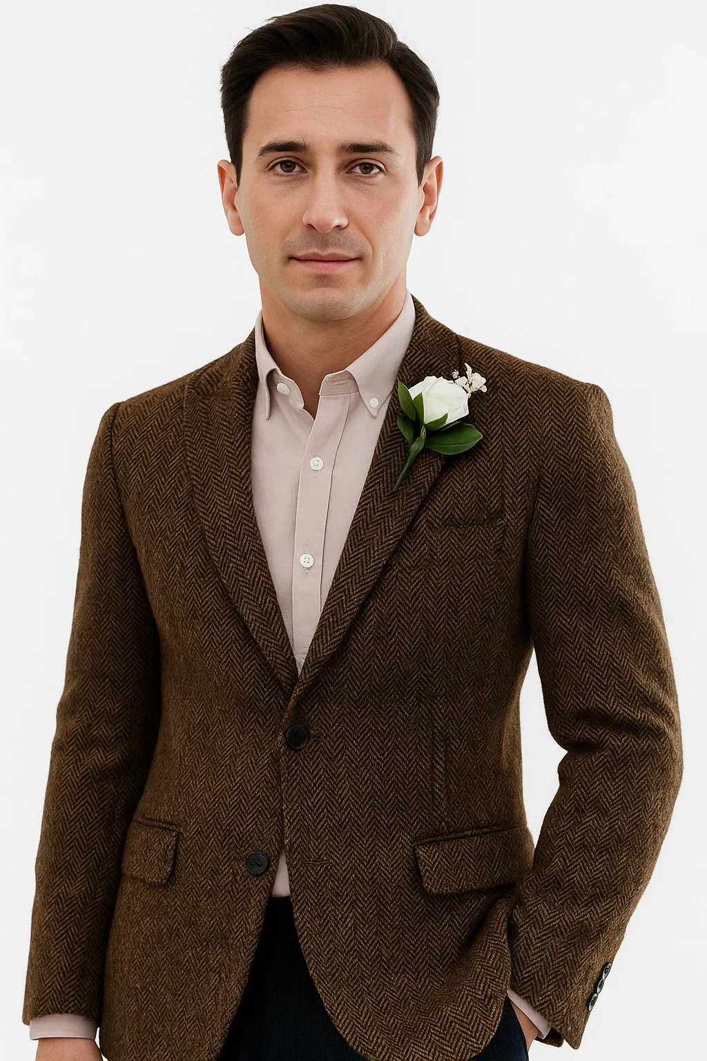Mens Blazer Tweed Blazer Herringbone Blazer - Z-Dark Brown sold by Alberto Nardoni