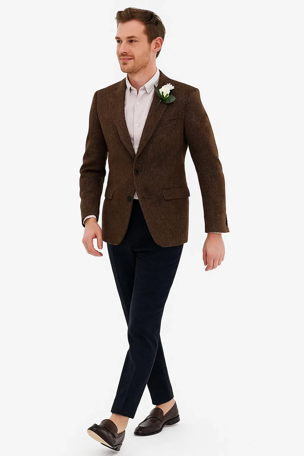 Mens Blazer Tweed Blazer Herringbone Blazer - Z-Dark Brown sold by Alberto Nardoni product image thumbnail 5