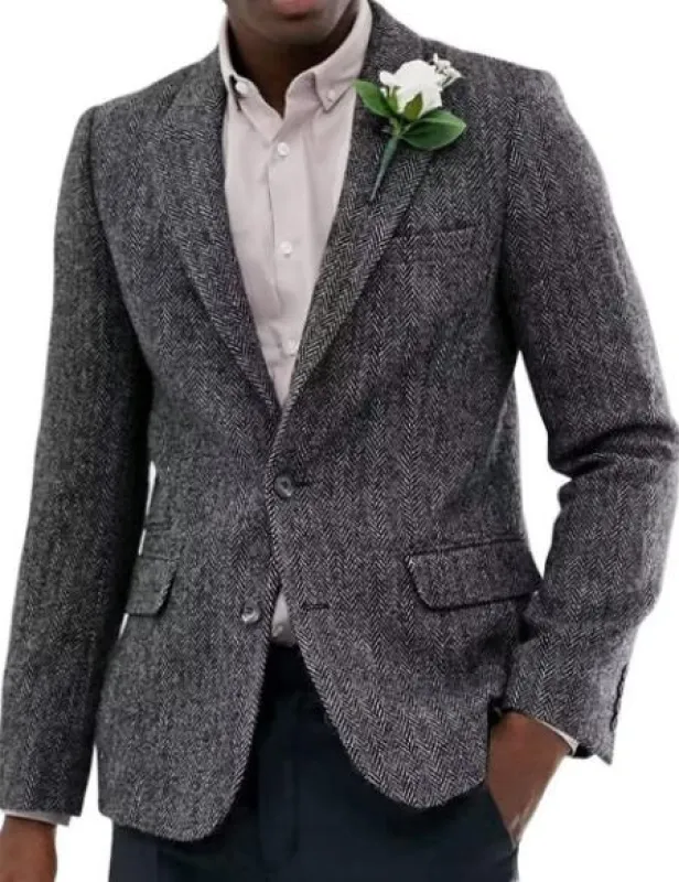 Mens Blazer Tweed Blazer Herringbone Blazer - Z-Gray made by Alberto Nardoni
