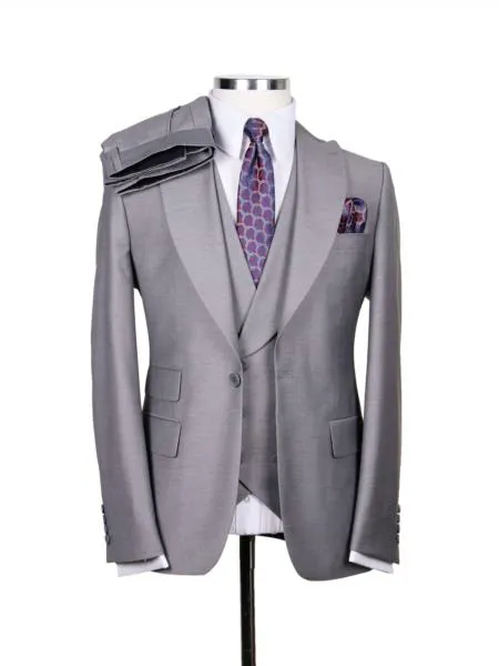 Big Lapel - Wide Lapel - Tom Ford Style Suit - Ticket Pocket - Gray sold by Alberto Nardoni