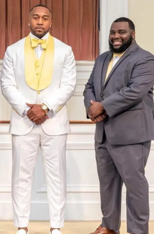 White and Gold Suit - White Gold Tuxedo made by Alberto Nardoni