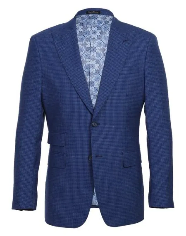 Mens Blue Windowpane Plaid Suit made by Alberto Nardoni