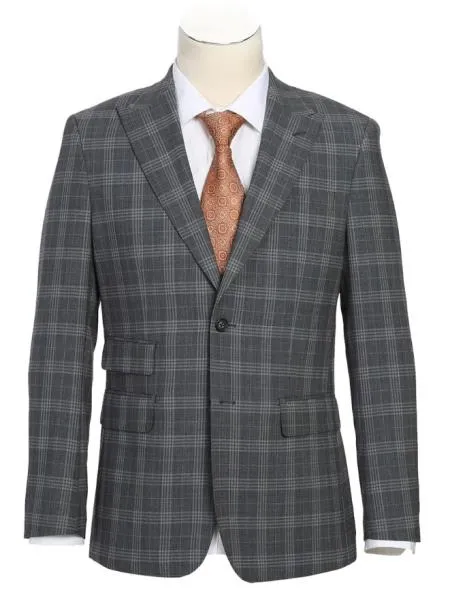 Mens Gray Check Windowpane Plaid Suit sold by Alberto Nardoni