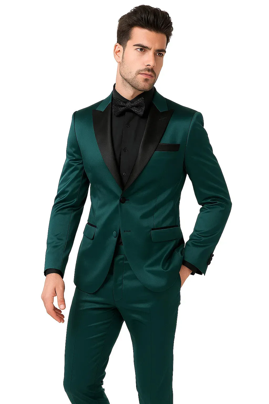Mens Shiny Blazer - Teal Blue Sateen Vested Suit sold by Alberto Nardoni product image thumbnail 4