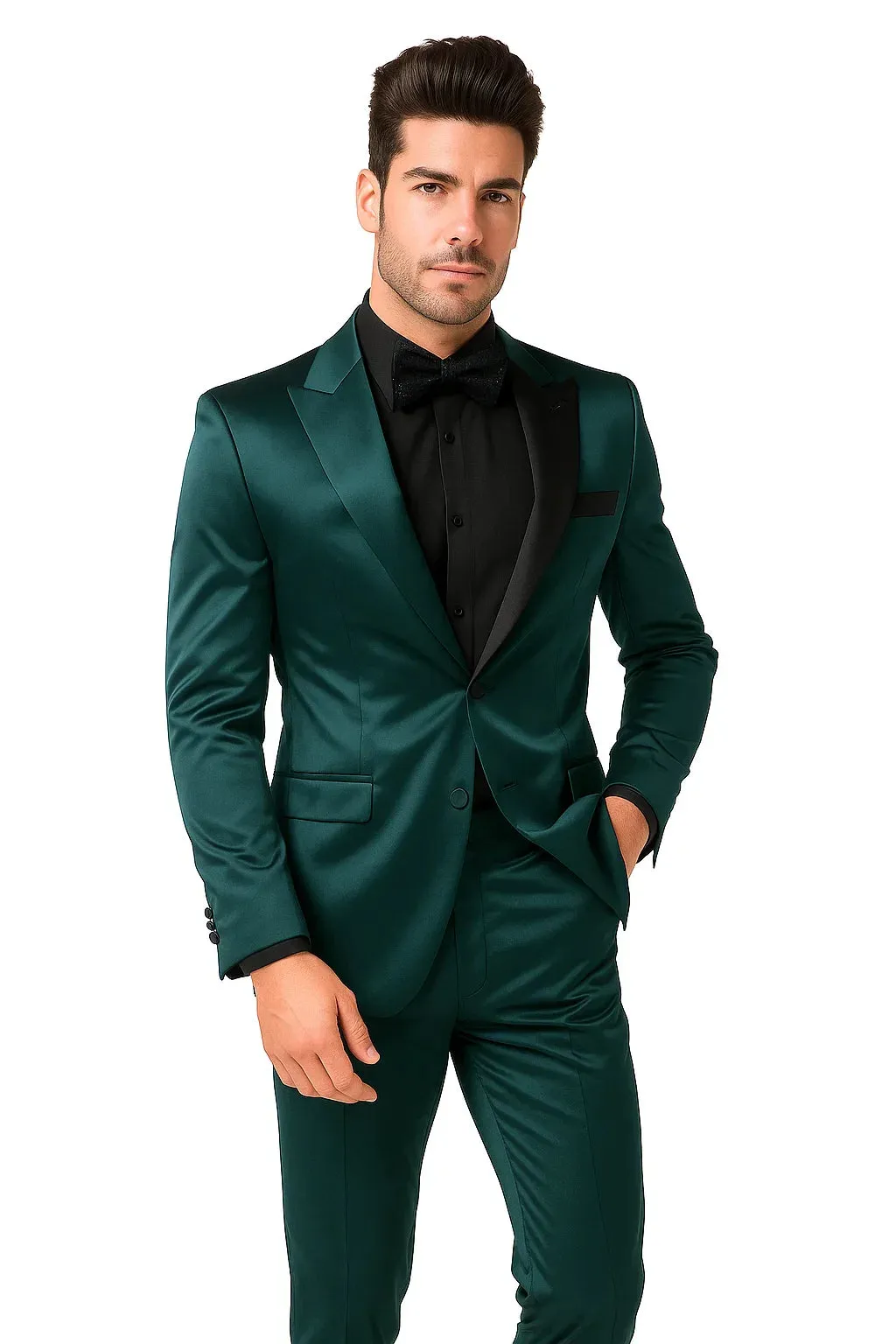 Mens Shiny Blazer - Teal Blue Sateen Vested Suit sold by Alberto Nardoni product image thumbnail 3