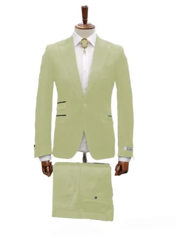 Mens Shiny Blazer - Ivory Sateen Vested Suit made by Alberto Nardoni