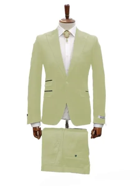 Mens Shiny Blazer - Ivory Sateen Vested Suit sold by Alberto Nardoni