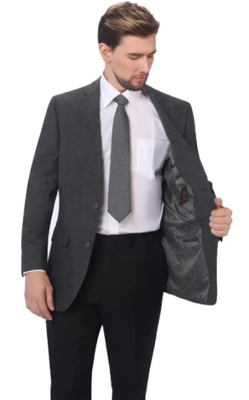 Mens Casual 2 Buttons Classic Fit Jacket Charcoal made by Alberto Nardoni