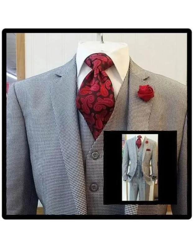 Black Flap Front Pockets 3 Piece Suit made by Alberto Nardoni