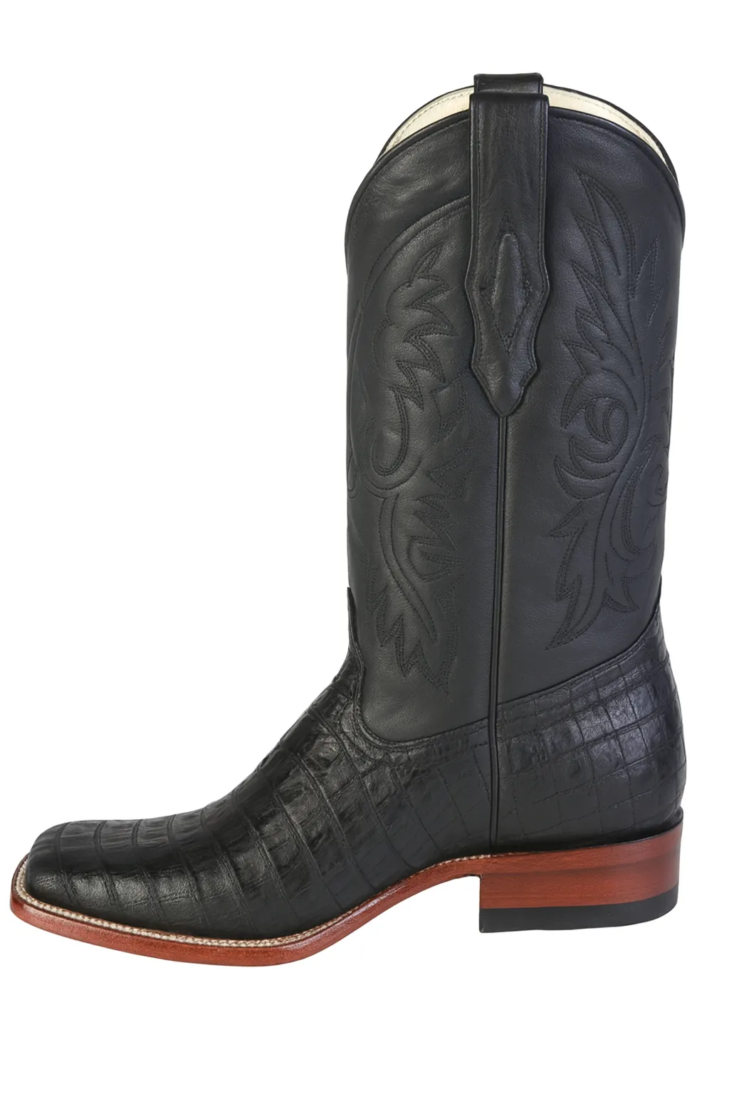 Los Altos Boots Men's Black Caiman Belly Wide Square Toe Boots sold by Alberto Nardoni product image thumbnail 4