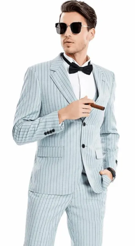 Summer Suits - Pinstripe Suit - Vested Suit - Gray made by Alberto Nardoni