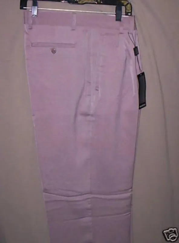 long rise big leg slacks Lavender Deep Pleat-Wide Leg 22- Inch\ around the bottom Pleated baggy dress trousers unhemmed unfinished bottom made by Alberto Nardoni