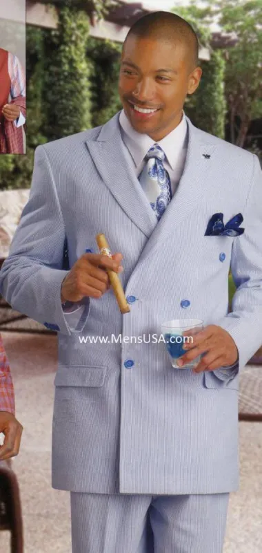Sear Sucker Suit Mens Fashion Seersucker Sear sucker suit Blue Leisure Casual Suit For Sale made by Alberto Nardoni