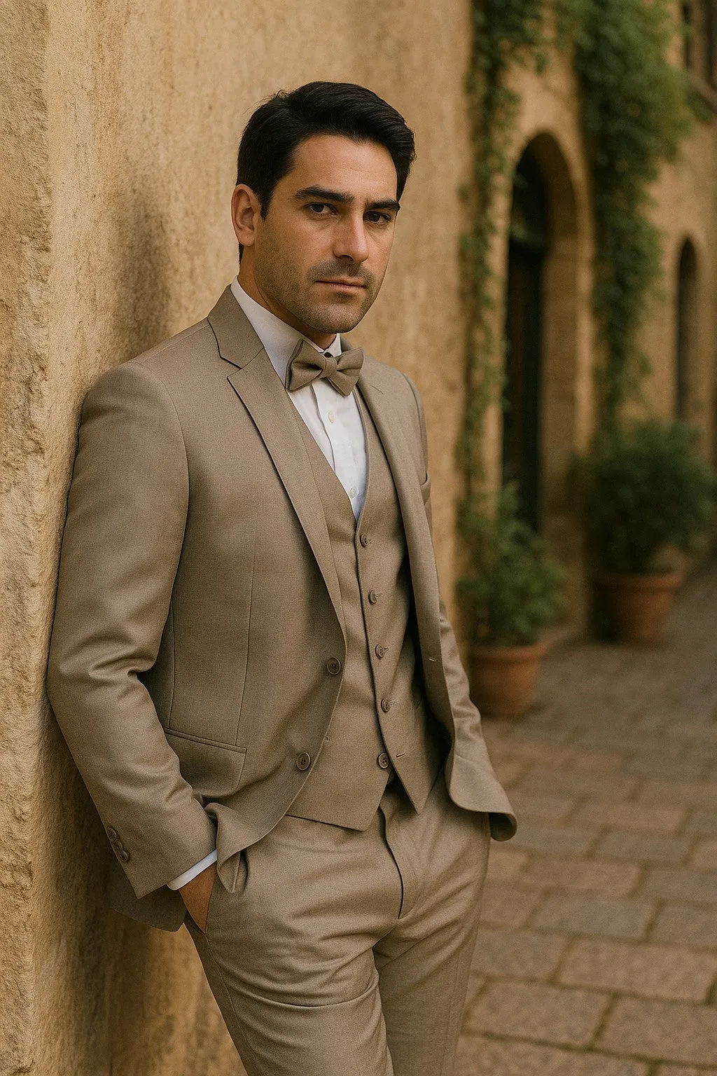 Beige Tuxedo - Tan Wedding Suit sold by Alberto Nardoni product image thumbnail 5