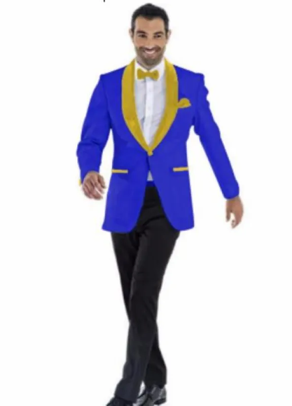 Mens Prom 2026 Blazer - Dark Royal ~ Gold Blazer For Homecoming made by Alberto Nardoni