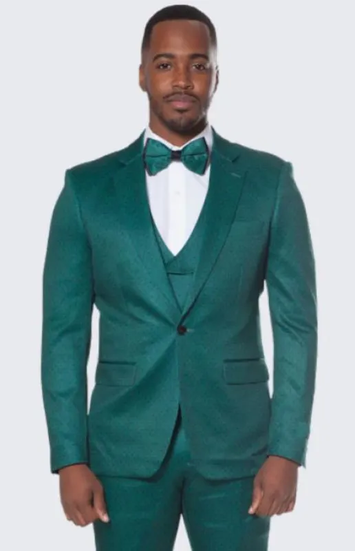 Mens Polka Dot Suit Emerald Green made by Alberto Nardoni