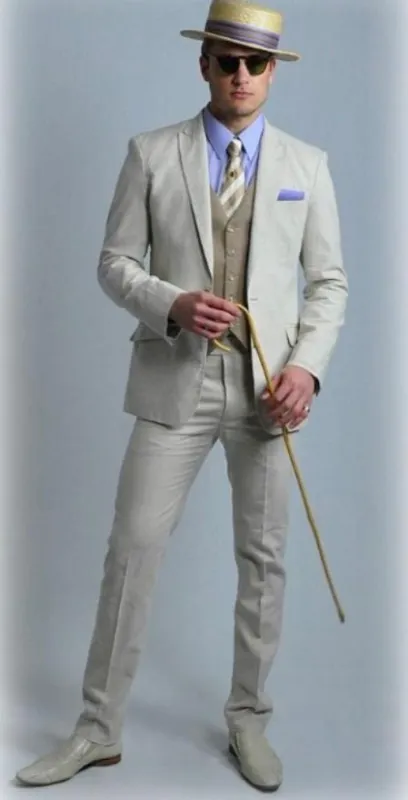 Mens Great Gatsby Costume - Great Gatsby Suit - Gatsby Clothes (Vest + Pants + Suit Shirt Tie Package) made by Alberto Nardoni