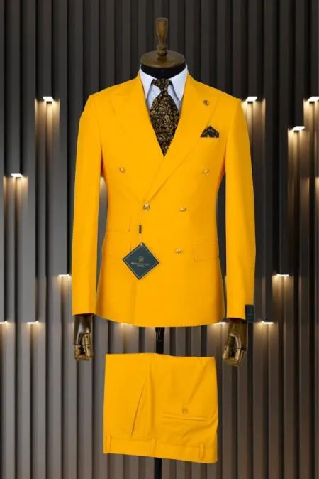Mens Double Breasted Blazer - Gold Blazer - Sportcoat sold by Alberto Nardoni