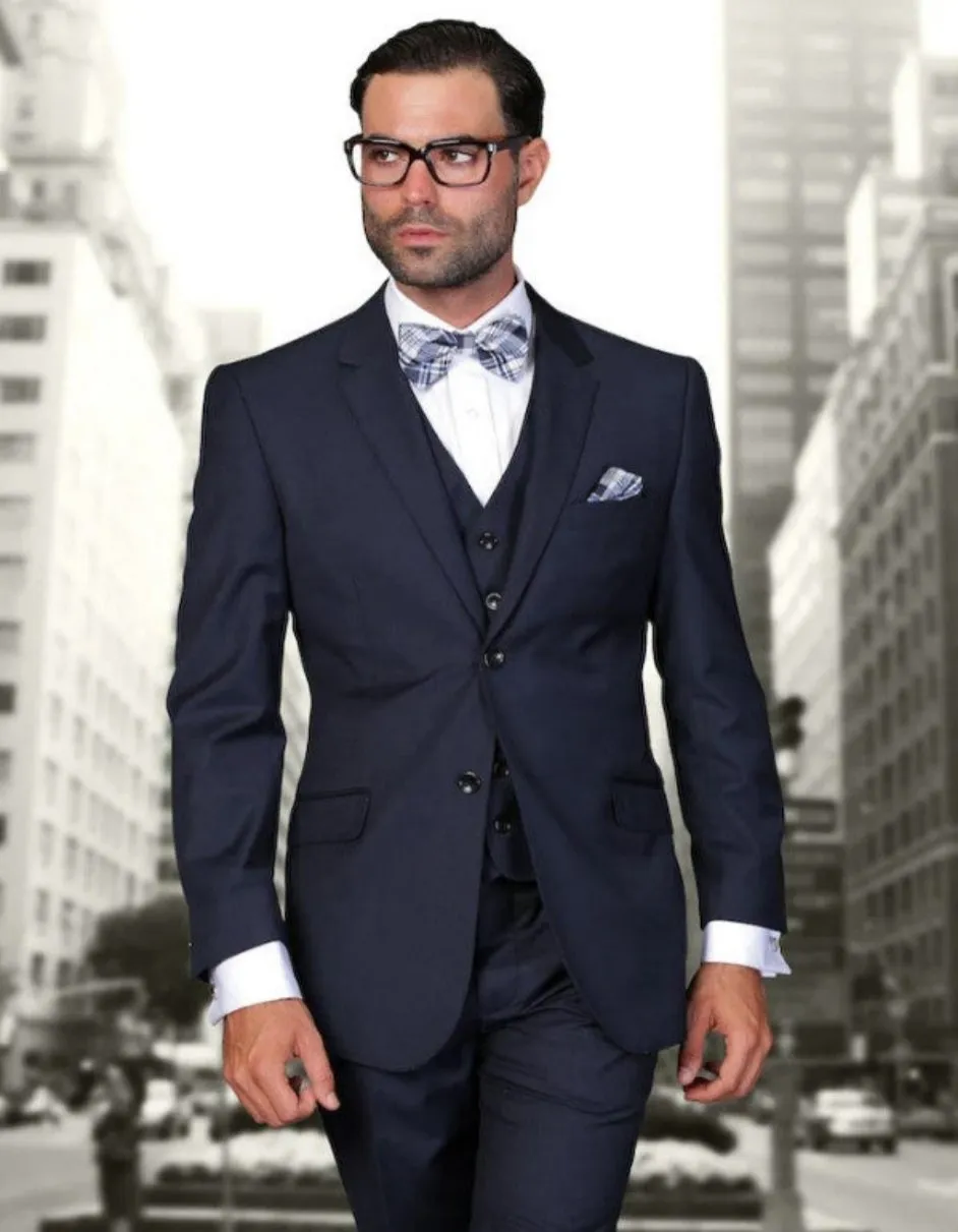 Big and Tall Suit - 3 PC Navy Extra Long Modern Fit Suit sold by Alberto Nardoni