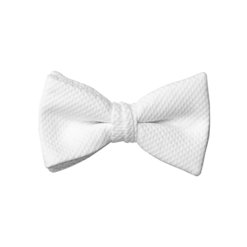 White Pique Bow Tie (pre-tied) made by Alberto Nardoni