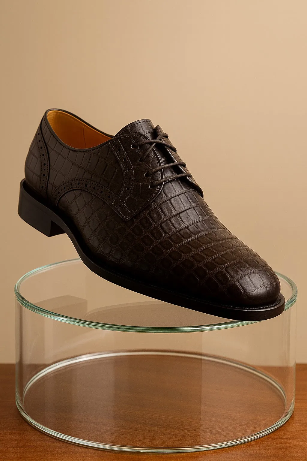 Mezlan Mens Shoes Brown Crocodile Plain Toe Derby Golfo sold by Alberto Nardoni