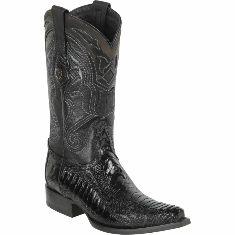 Men's Wild West Ostrich Leg Skin Snip Toe Boots 29405 made by Alberto Nardoni