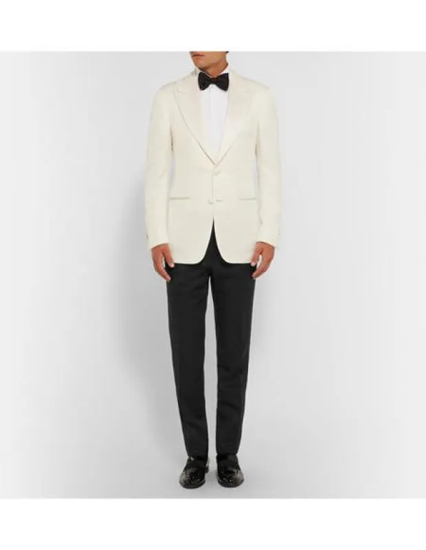 Men's James Bond Outfit Dinner Two Piece Ivory Tuxedo made by Alberto Nardoni