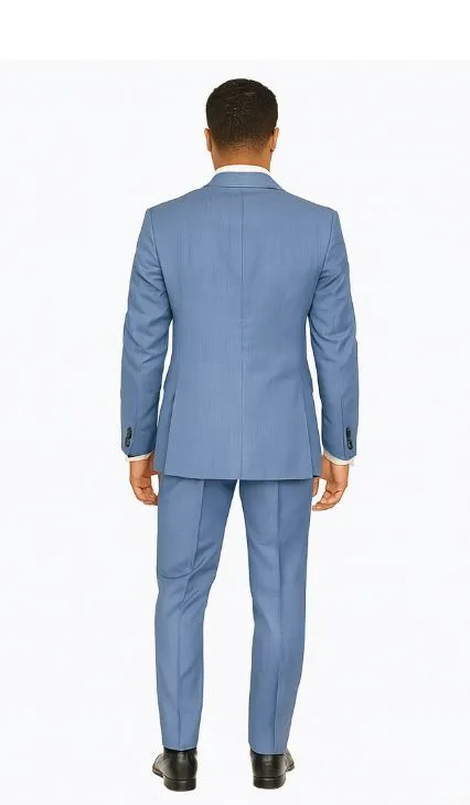Sharkskin Textured 3-Piece Steel Blue - Dusty Blue Suit sold by Alberto Nardoni product image thumbnail 5