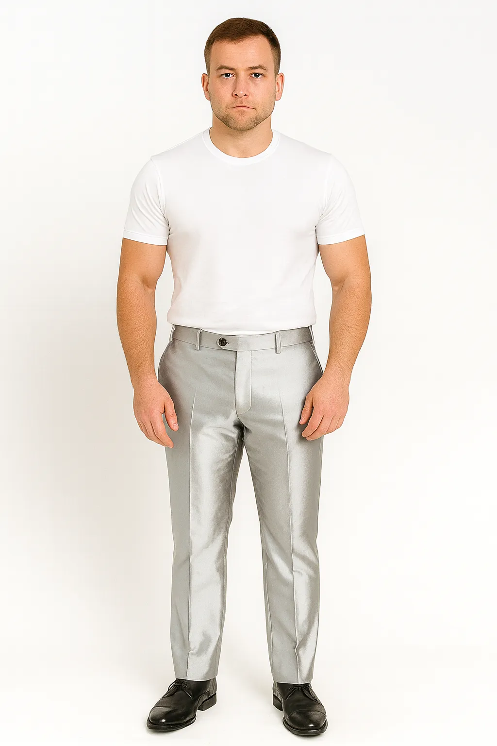 Men's Silver Grey ~ Gray Shiny Sharkskin Pant Slacks / Tuxedo Flashy Looking sold by Alberto Nardoni product image thumbnail 4