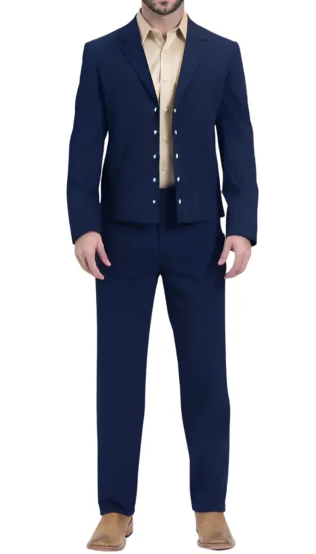 Men’s Navy Blue Formal Suit Set – Western Style 2 Piece Suit for Weddings made by Alberto Nardoni