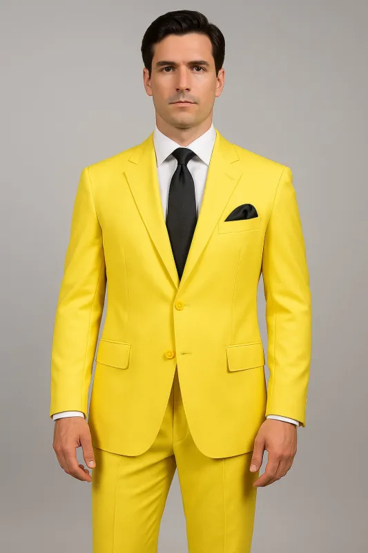 Mix and Match Suits Men's Two Button Yellow Suit Separate Any Size Jacket & Pants made by Alberto Nardoni