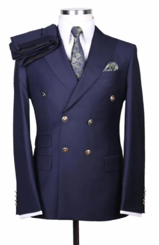 Mens Double Breasted Blazer - Navy Double Breasted Sport Coat made by Alberto Nardoni