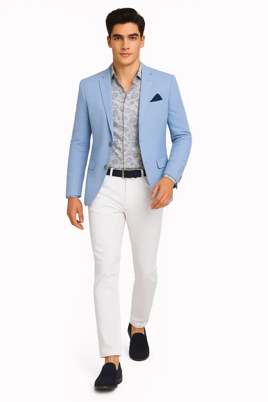 Linen Blazer - Light Blue Linen Sportcoat made by Alberto Nardoni