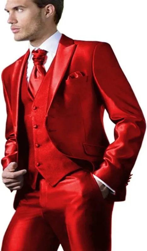 Shiny Suit - Prom 2026 Suit - Vested Sateen Flashy Suit - Red made by Alberto Nardoni