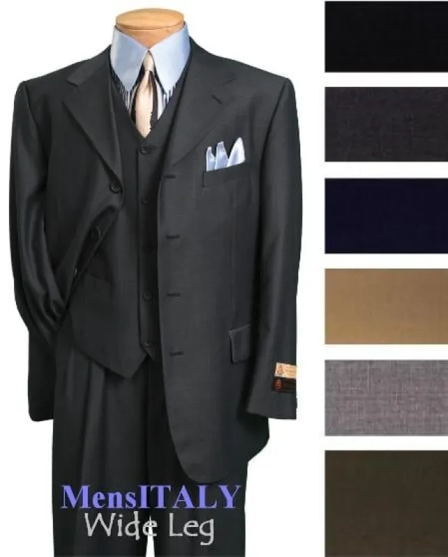 Exclusive Stunning Available in 3 Button Style Jacket 3 Piece Vested Wide Leg Pant made by Alberto Nardoni