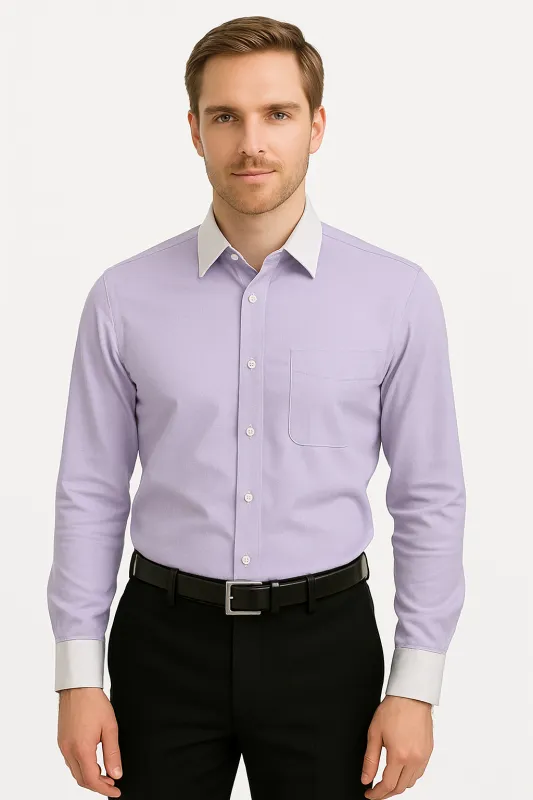 Classic Stylish Fashionable -White Collar Two Toned Contrast white collars Multi-color Men's Dress Shirt made by Alberto Nardoni