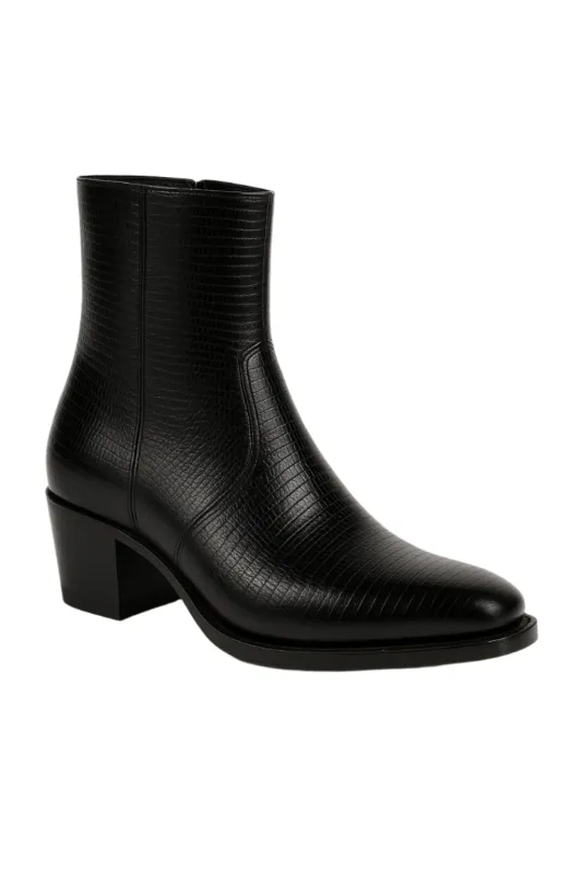 Mens Dress Ankle Boots Los Altos Boots Short Cowboy Boot - Western Ankle Boots Exotic Skin + Black + Skin Type made by Alberto Nardoni